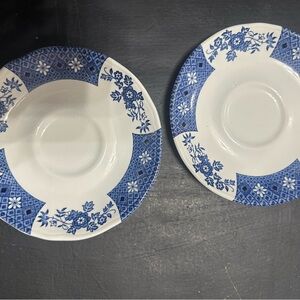Blue and White vintage ironstone saucers